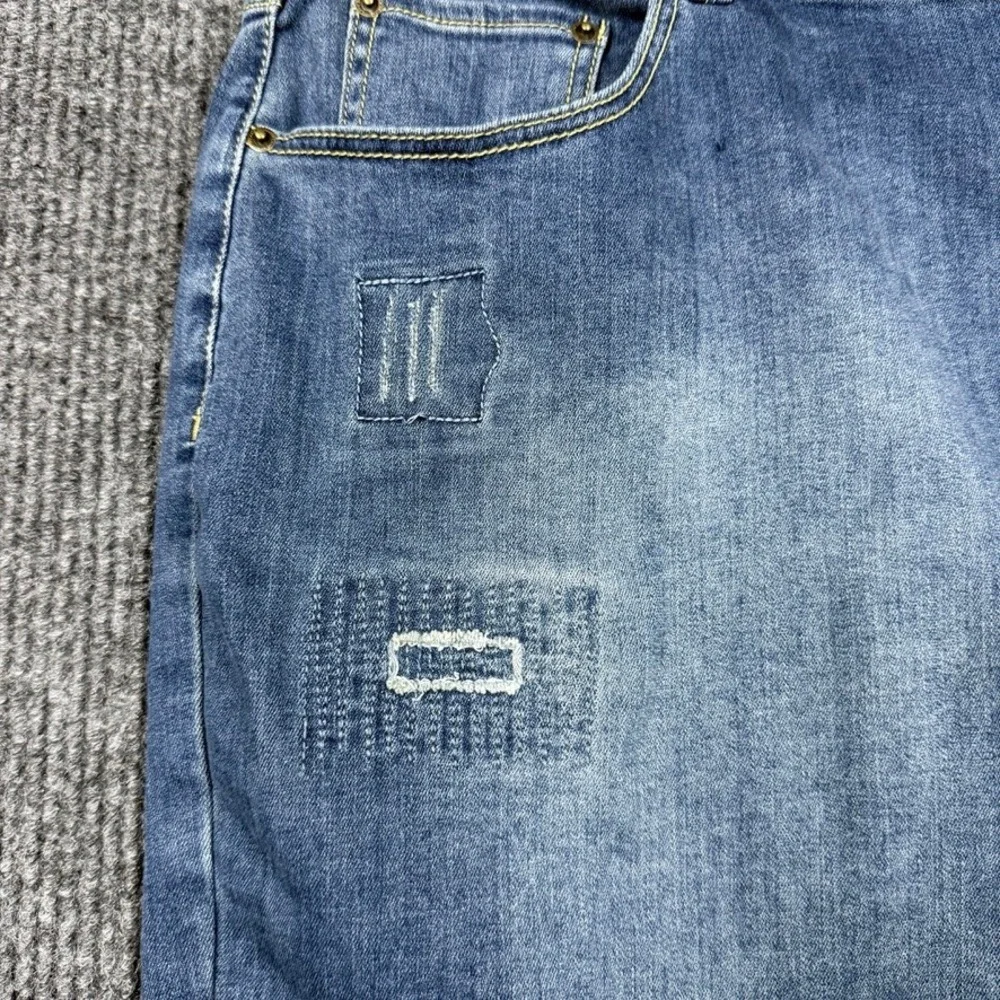 Lane Bryant Blue Denim Distressed Mini Skirt Raw Hem Plus Size 24 SAG1072056